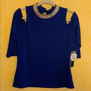 COLD SHOULDER DAY TO NIGHT TOP XL ROYAL BLUE